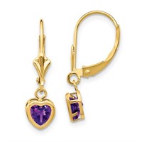 14k-Heart Amethyst Earrings