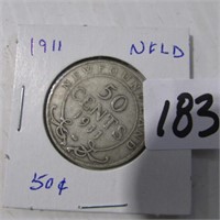 1911 NFLD HALF DOLLAR COIN