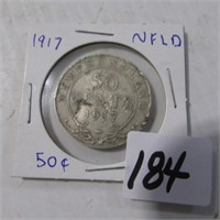 1917 NFLD HALF DOLLAR COIN- SOME DAMAGE