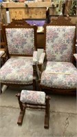 Victorian Parlor Chairs & Foot Stools 26 x 31 x