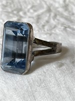 Sterling Silver & Blue Topaz Ring, Size 5.5