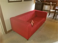 Red love seat couch