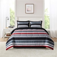 SM5022  Mainstays Red Stripe Comforter Set, Full