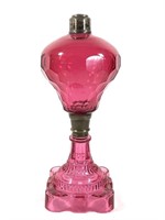 Cut & Polished Hexagonal Cranberry Glass Font Lamp