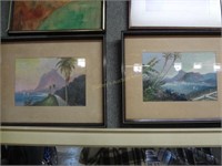 2 Framed Hawaiian Watercolors "Mangke"