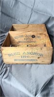 Blue anchor wooden crate 17.5x14x6