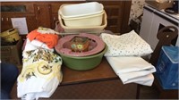 Plastic ware and linens