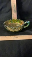 Green Carnival Glass Candy Dish