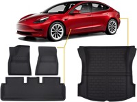 Fits Tesla Model 3 Floor Mats Complete Set All Wea