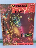 Syracuse vs Navy Oct 14 1972 football program