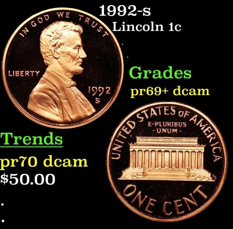 Proof 1992-s Lincoln Cent 1c Grades GEM++ Proof De