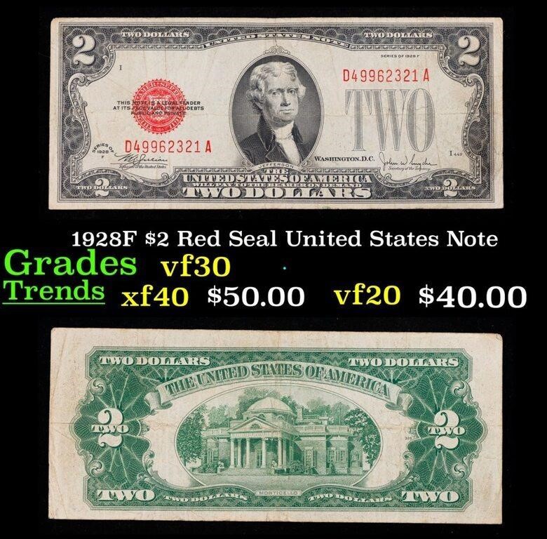 1928F $2 Red Seal United States Note Grades vf++