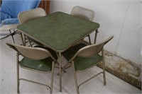 Vintage Foldable Card Table w/ 4 Chairs