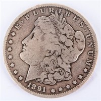 Coin 1891-CC  Morgan Silver Dollar Key!  Very Good