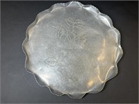Aluminum Tray with Floral Etched Design