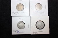 13 V nickels 1900-1912 worn but readable