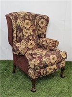 FLORAL WING BACK CHAIR WITH CLAW FEET