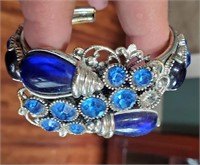 SELRO vintage jeweled cuff bracelet sapphire topaz