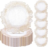 50 Pcs 13 Floral Charger Plates (Gold Clear)
