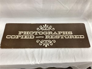 Photographs Copied & Restored Cardboard Sign,