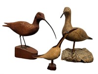 Three Wood Carved Duck Decoys, CHARLES FISH