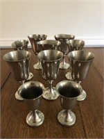 Vintage Polished Pewter Goblets