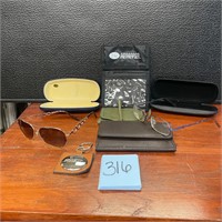 sunglasses with cases wallets lot