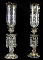 PAIR OF BACCARAT CRYSTAL HURRICANE CANDELABRA