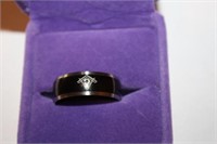 Black and Stainless Steel Masonic Ring Size 9