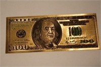 24K Gold USA $100 Banknote Front Side