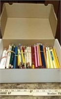 Box of vintage advertisement pencils