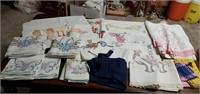 Lot of Vintage Fancy Works, Pillow Cases Table