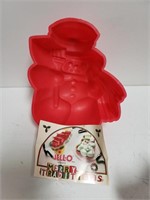 Vtg Plastic Snowman Jello Mold w/ Recipes 90s