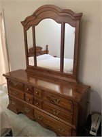 Six Drawer Wooden Dresser w/ Mirror