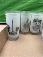 Vintage Norman Baxter Texas History Glass set of