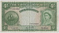 BAHAMAS BRITISH 1953 4 SHILLINGS RARE.est $80.B4A