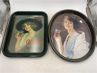 -2 Coca-Cola metal trays