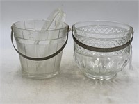 -2 vintage glass, ice buckets, and a pair of