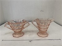 2cnt Pink Glass Dishes