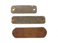 lot of 3 brass & copper name tags