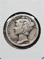 Better Grade Silver 1935-D Mercury Dime