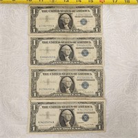 4 Silver Certificates All 1957 Blue Seals $1