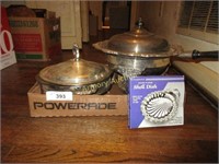 Large silver plate warmer and casserole bowl