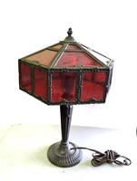 Antique Cranberry Glass Table Lamp, 22"T
