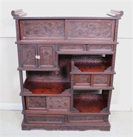 Fine Japanese Red Lacquer Chinoiserie Etagere
