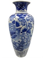 Asian Blue & White Hand Painted Vase