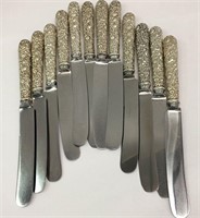 12 S. Kirk & Son Sterling Silver Repousse Knives