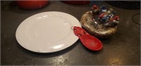 Christmas cookie tray, spoon holder, and bird