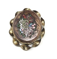 Victorian MicroMosaic Goldstone Gold Filled Brooch
