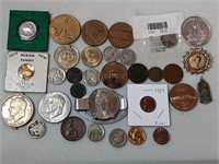 OF) Lot of assorted coins and tokens